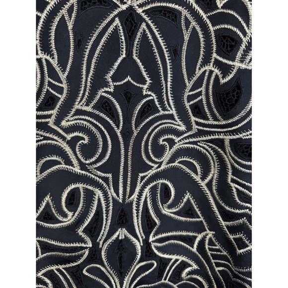 Parker Mariah Embroidered Mini Sheath Dress size Large Black/Gold - Picture 5 of 8